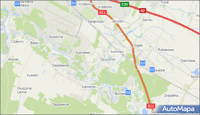 mapa Szczytniki gmina Kórnik, Szczytniki gmina Kórnik na mapie Targeo