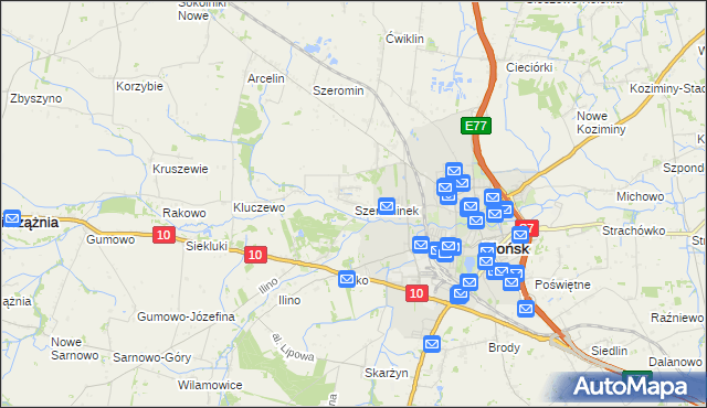 mapa Szerominek, Szerominek na mapie Targeo