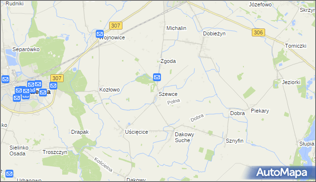 mapa Szewce gmina Buk, Szewce gmina Buk na mapie Targeo
