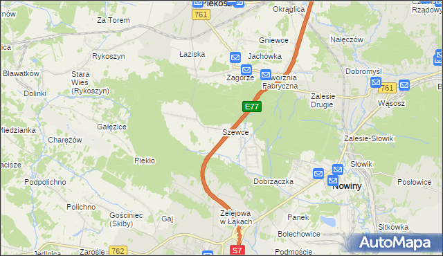 mapa Szewce gmina Sitkówka-Nowiny, Szewce gmina Sitkówka-Nowiny na mapie Targeo