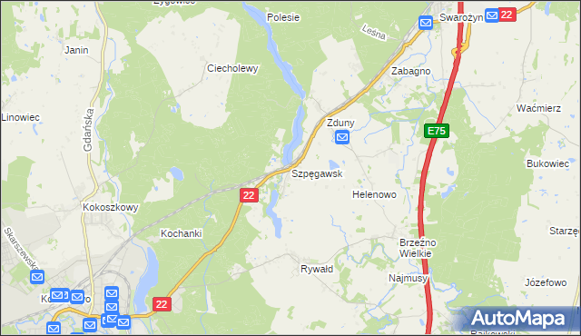 mapa Szpęgawsk, Szpęgawsk na mapie Targeo