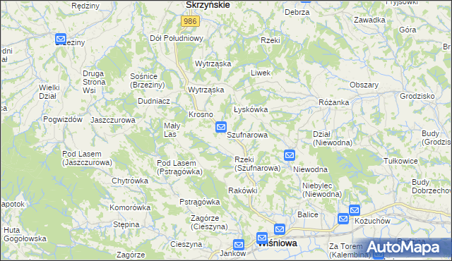 mapa Szufnarowa, Szufnarowa na mapie Targeo