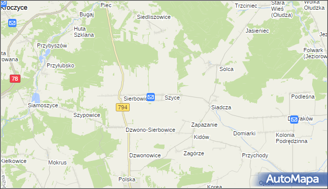 mapa Szyce gmina Pilica, Szyce gmina Pilica na mapie Targeo