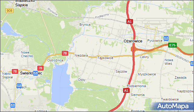 mapa Tąpkowice, Tąpkowice na mapie Targeo