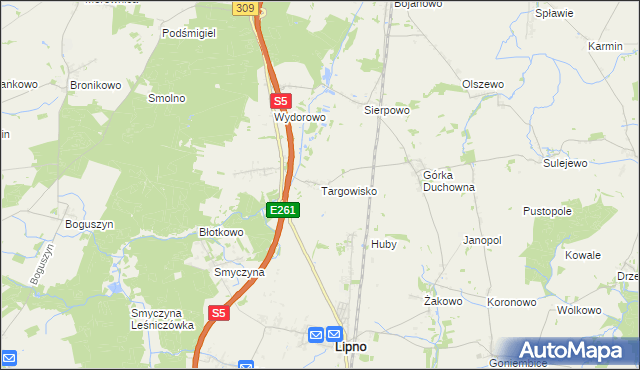 mapa Targowisko gmina Lipno, Targowisko gmina Lipno na mapie Targeo