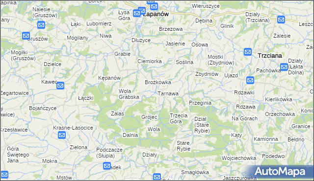 mapa Tarnawa gmina Łapanów, Tarnawa gmina Łapanów na mapie Targeo