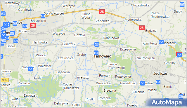 mapa Tarnowiec powiat jasielski, Tarnowiec powiat jasielski na mapie Targeo