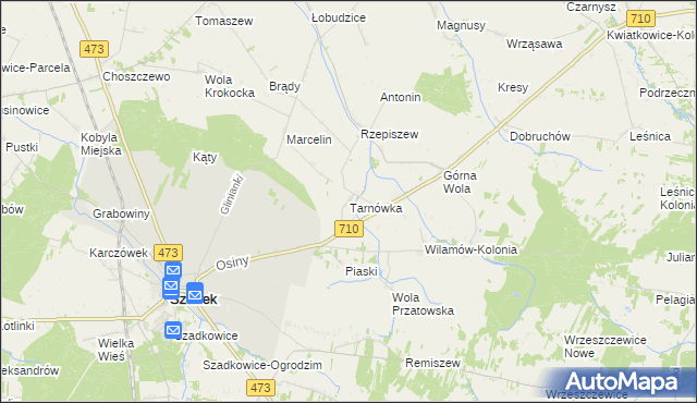 mapa Tarnówka gmina Szadek, Tarnówka gmina Szadek na mapie Targeo