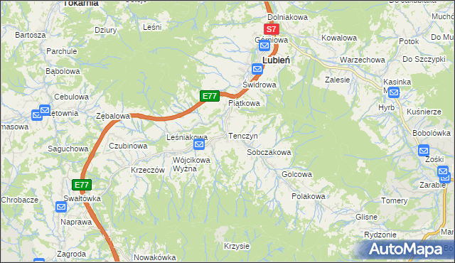 mapa Tenczyn, Tenczyn na mapie Targeo