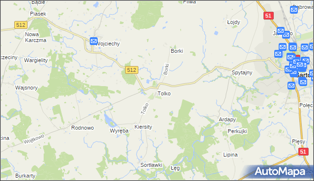 mapa Tolko, Tolko na mapie Targeo