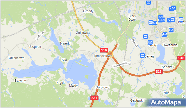 mapa Tomaszkowo, Tomaszkowo na mapie Targeo