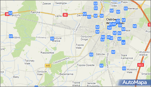 mapa Topola Mała, Topola Mała na mapie Targeo