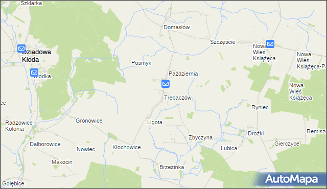 mapa Trębaczów gmina Perzów, Trębaczów gmina Perzów na mapie Targeo