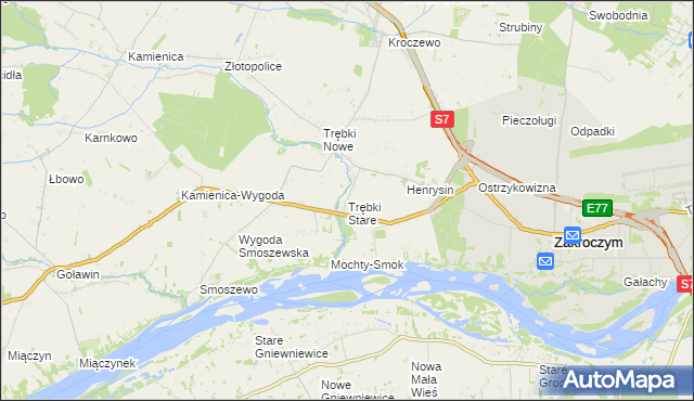 mapa Trębki Stare, Trębki Stare na mapie Targeo