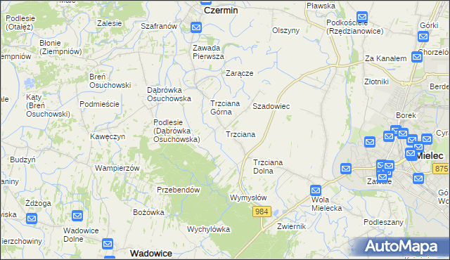 mapa Trzciana gmina Czermin, Trzciana gmina Czermin na mapie Targeo