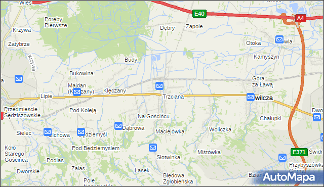 mapa Trzciana gmina Świlcza, Trzciana gmina Świlcza na mapie Targeo