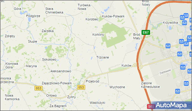 mapa Trzciane, Trzciane na mapie Targeo