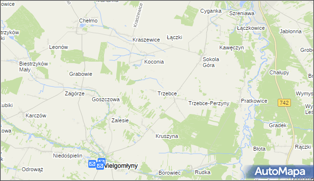 mapa Trzebce, Trzebce na mapie Targeo