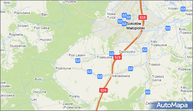 mapa Trzebuska, Trzebuska na mapie Targeo