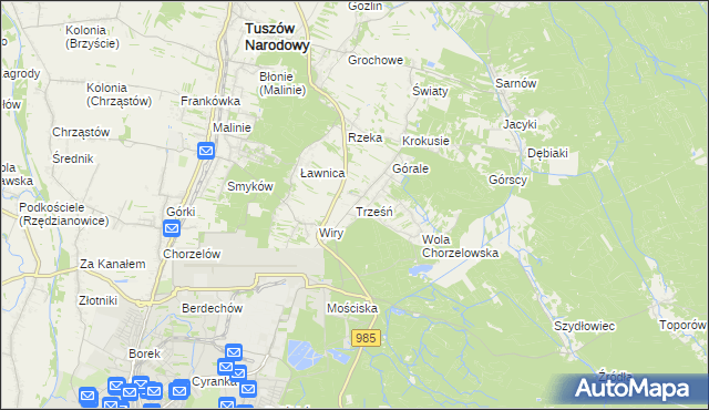 mapa Trześń gmina Mielec, Trześń gmina Mielec na mapie Targeo