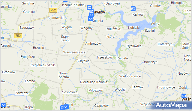mapa Trzeszków, Trzeszków na mapie Targeo