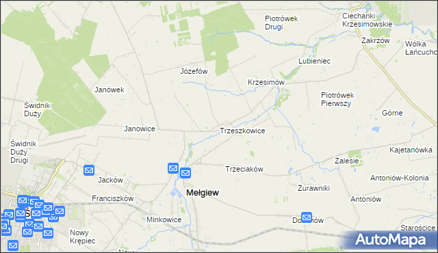 mapa Trzeszkowice, Trzeszkowice na mapie Targeo