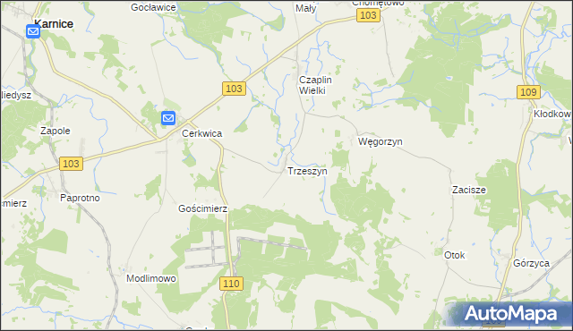 mapa Trzeszyn, Trzeszyn na mapie Targeo