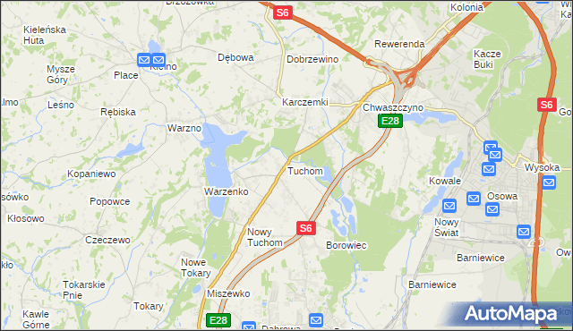 mapa Tuchom, Tuchom na mapie Targeo