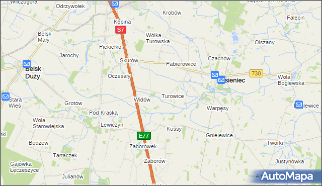 mapa Turowice gmina Jasieniec, Turowice gmina Jasieniec na mapie Targeo