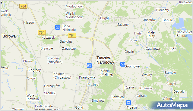 mapa Tuszów Narodowy, Tuszów Narodowy na mapie Targeo