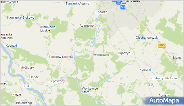 mapa Tworkowice, Tworkowice na mapie Targeo