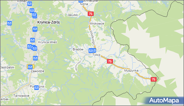 mapa Tylicz, Tylicz na mapie Targeo