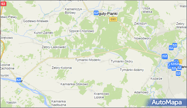 mapa Tymianki-Szklarze, Tymianki-Szklarze na mapie Targeo
