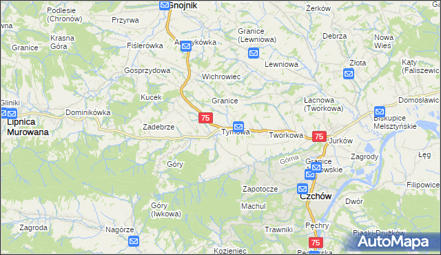 mapa Tymowa gmina Czchów, Tymowa gmina Czchów na mapie Targeo