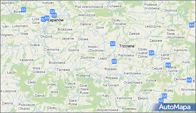 mapa Ujazd gmina Trzciana, Ujazd gmina Trzciana na mapie Targeo