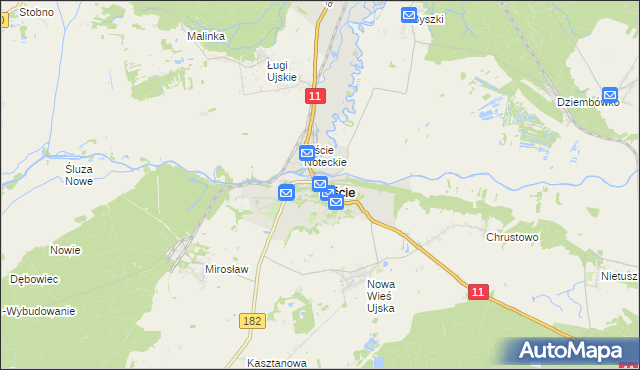 mapa Ujście powiat pilski, Ujście powiat pilski na mapie Targeo