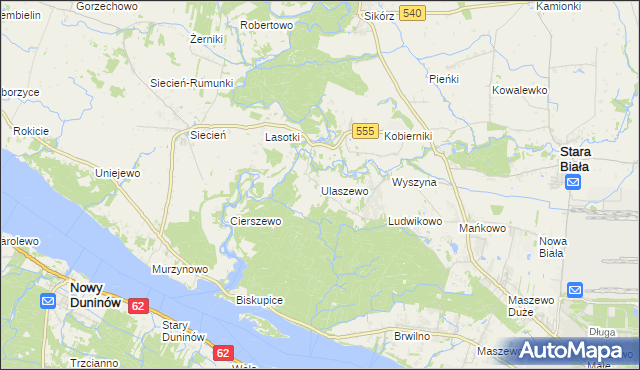 mapa Ulaszewo, Ulaszewo na mapie Targeo