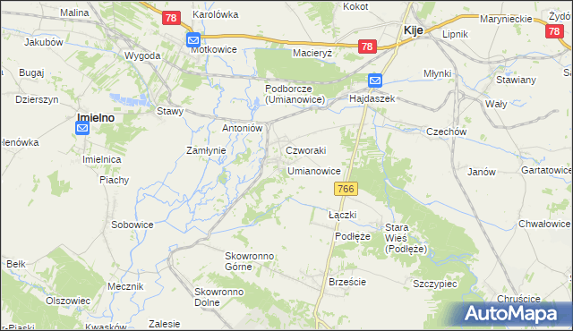 mapa Umianowice, Umianowice na mapie Targeo