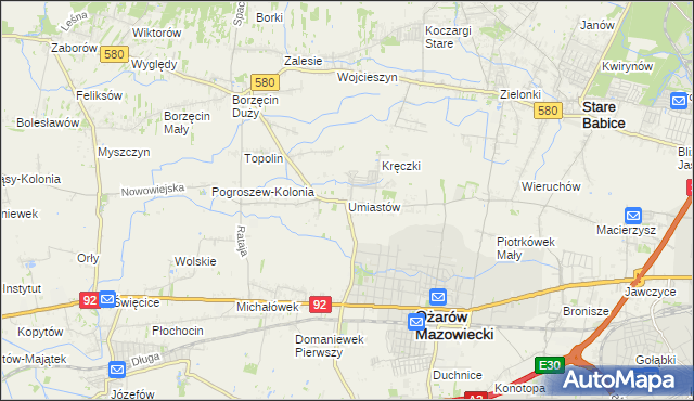mapa Umiastów, Umiastów na mapie Targeo