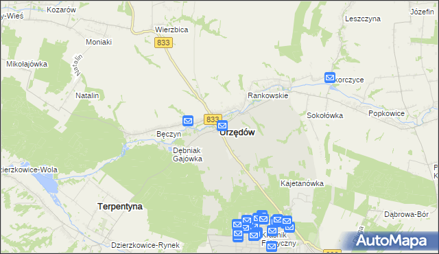 mapa Urzędów, Urzędów na mapie Targeo