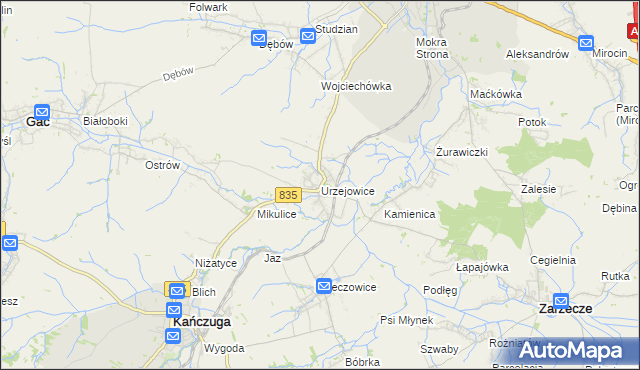 mapa Urzejowice, Urzejowice na mapie Targeo