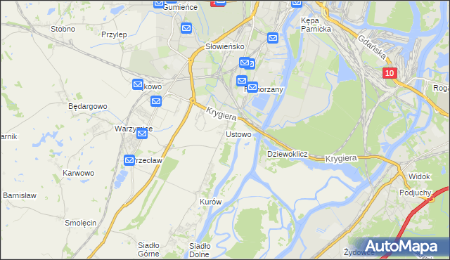 mapa Ustowo, Ustowo na mapie Targeo