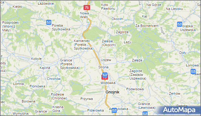 mapa Uszew, Uszew na mapie Targeo