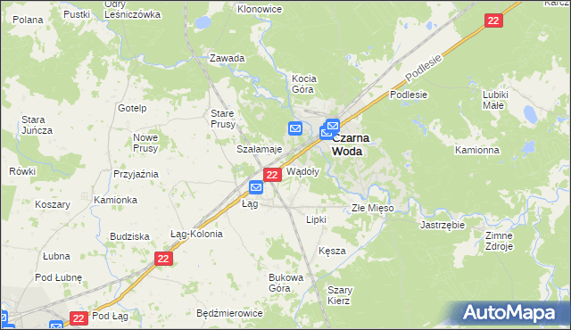 mapa Wądoły gmina Czersk, Wądoły gmina Czersk na mapie Targeo