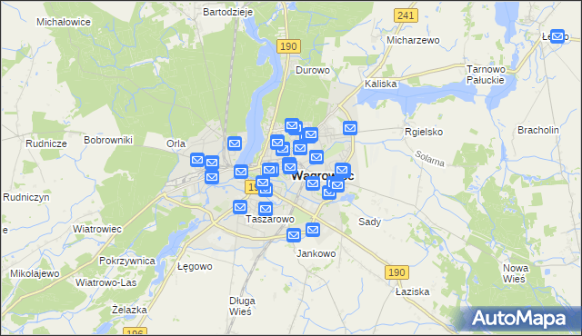 mapa Wągrowiec, Wągrowiec na mapie Targeo