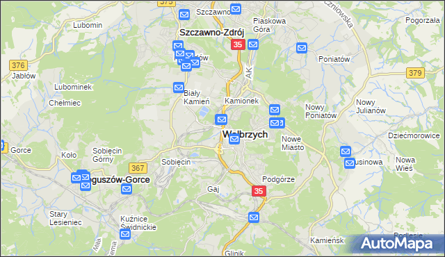 mapa Wałbrzycha, Wałbrzych na mapie Targeo