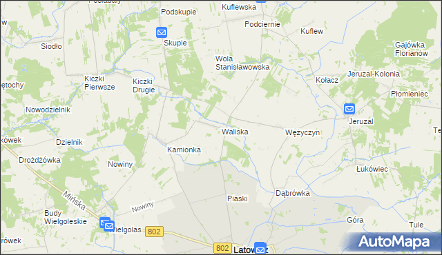mapa Waliska gmina Latowicz, Waliska gmina Latowicz na mapie Targeo