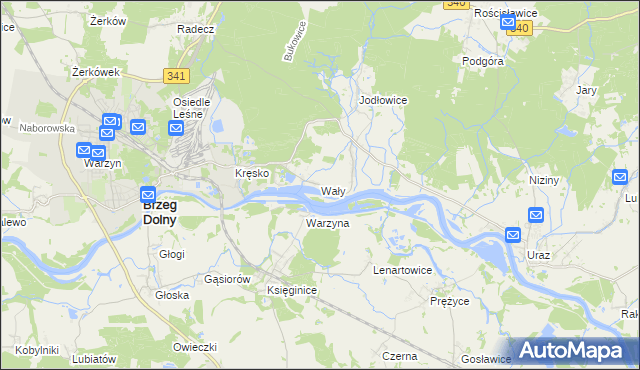 mapa Wały gmina Brzeg Dolny, Wały gmina Brzeg Dolny na mapie Targeo