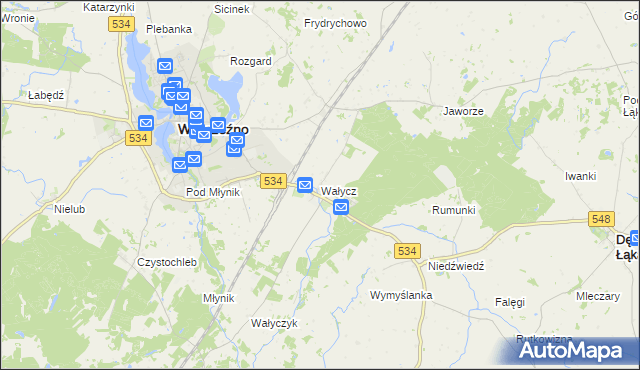 mapa Wałycz, Wałycz na mapie Targeo