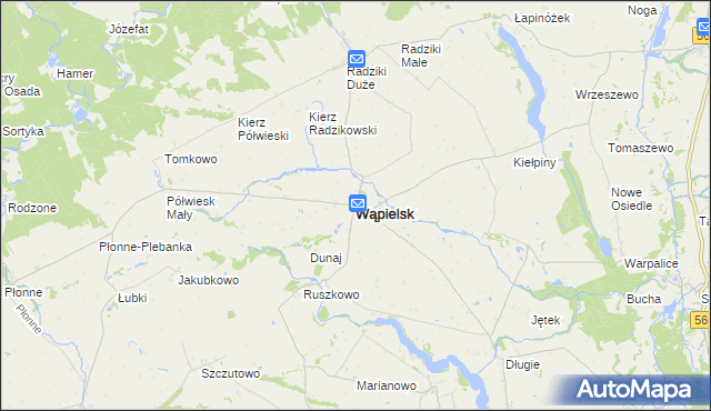 mapa Wąpielsk, Wąpielsk na mapie Targeo